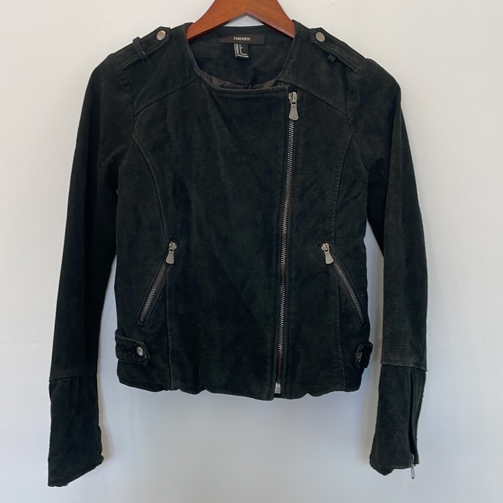 Forever 21 Black Suede Moto Jacket